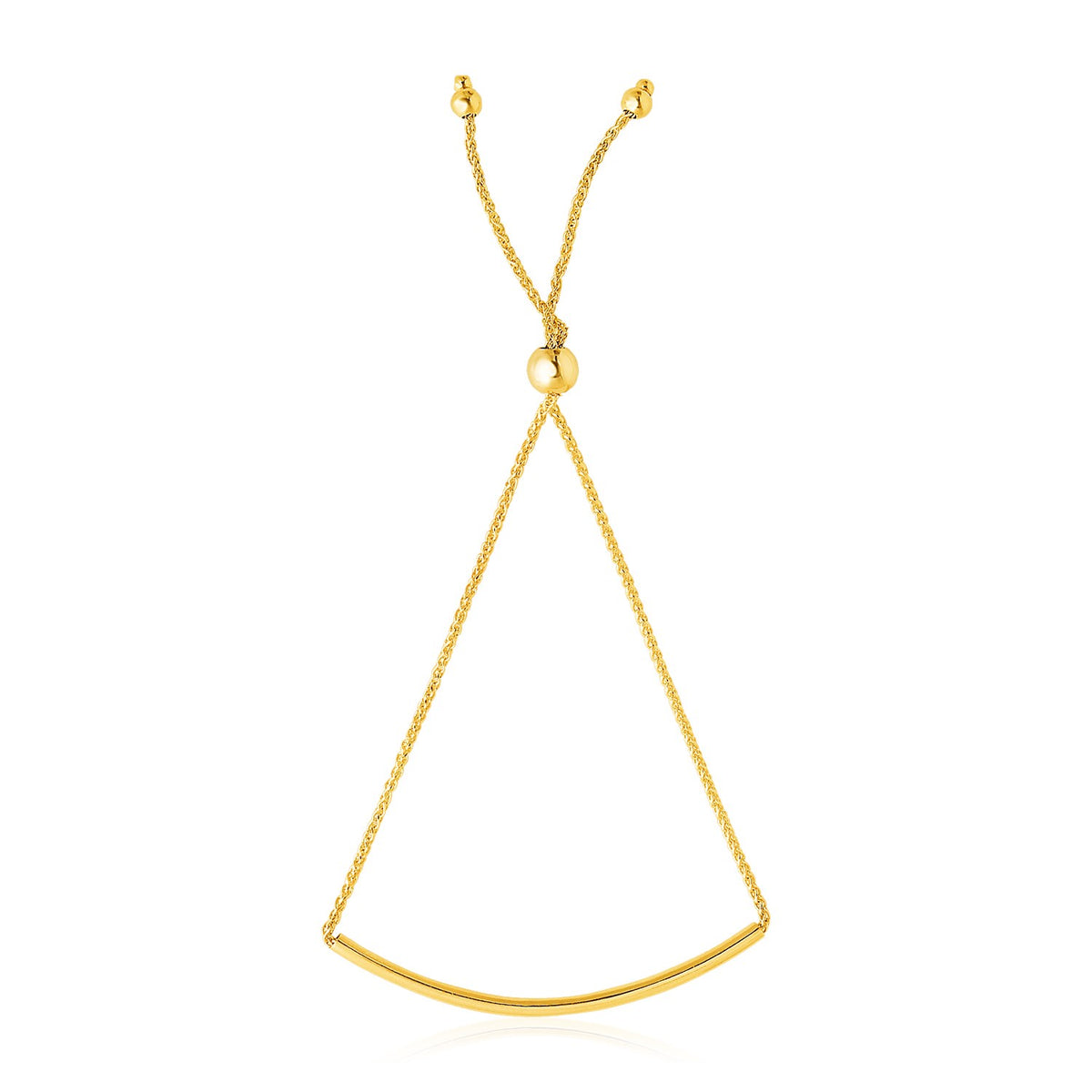 14k Smooth Curved Bar Lariat Design Bracelet (1.00 mm)