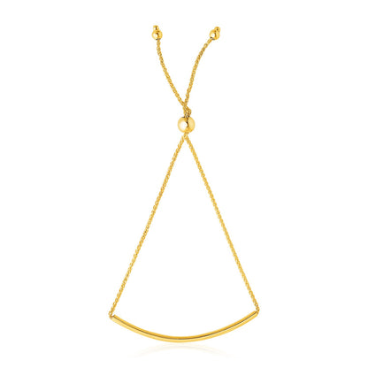 14k Smooth Curved Bar Lariat Design Bracelet (1.00 mm)