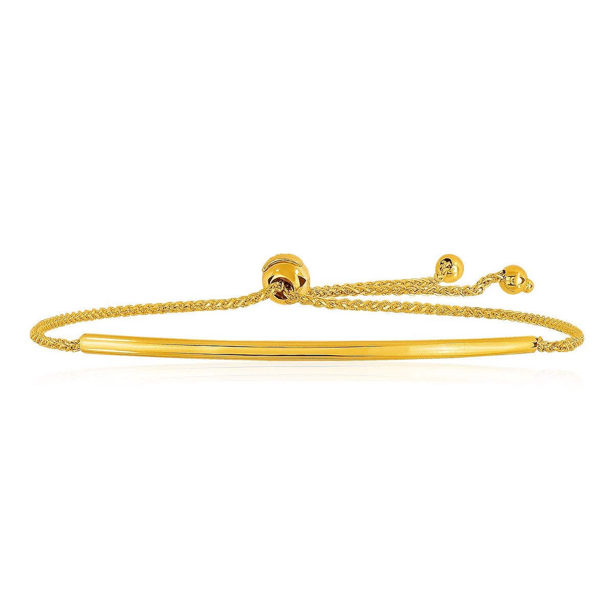 14k Smooth Curved Bar Lariat Design Bracelet (1.00 mm)