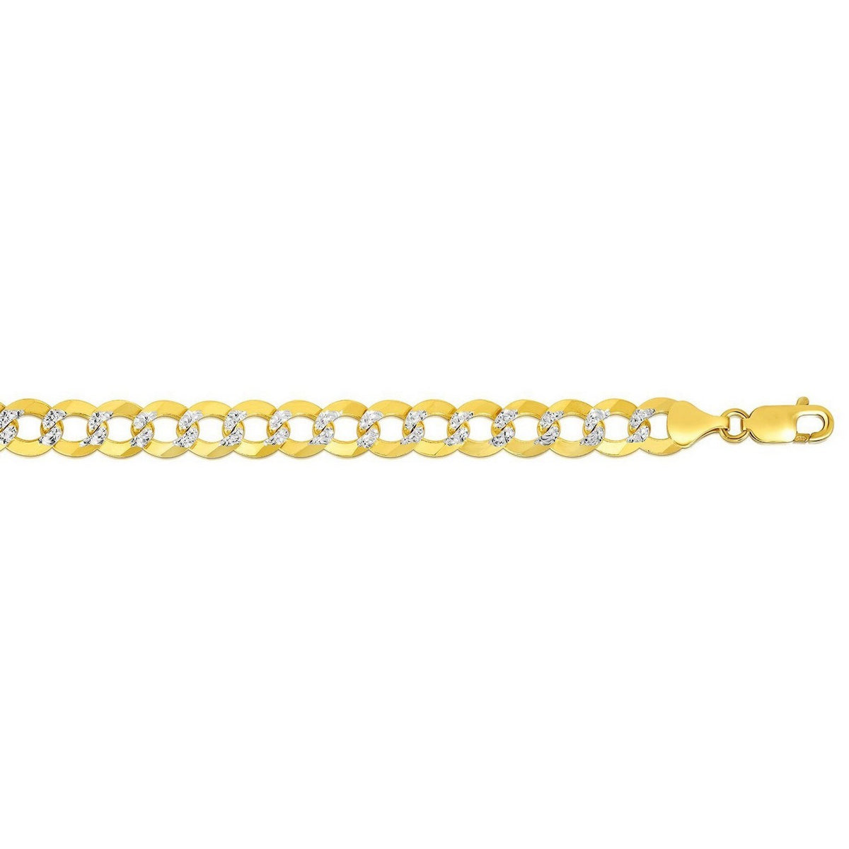 10 mm 14k Two Tone Gold Pave Curb Chain (9.70 mm)