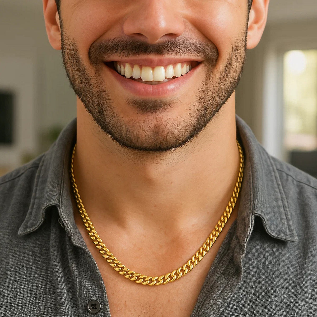 14k Yellow Gold Semi Solid Miami Cuban Chain