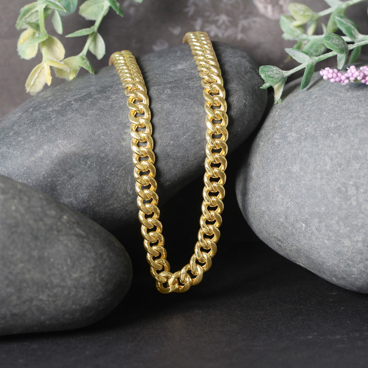14k Yellow Gold Semi Solid Miami Cuban Chain