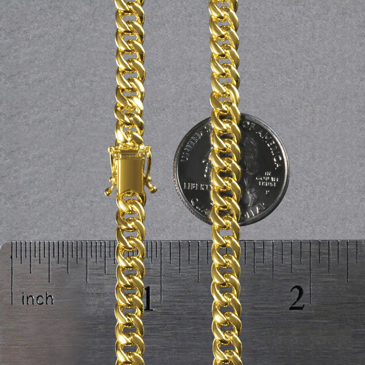 14k Yellow Gold Semi Solid Miami Cuban Chain