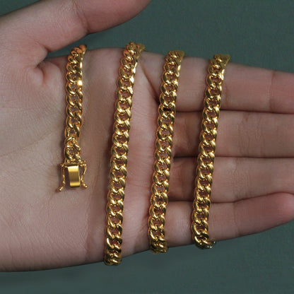 14k Yellow Gold Semi Solid Miami Cuban Chain