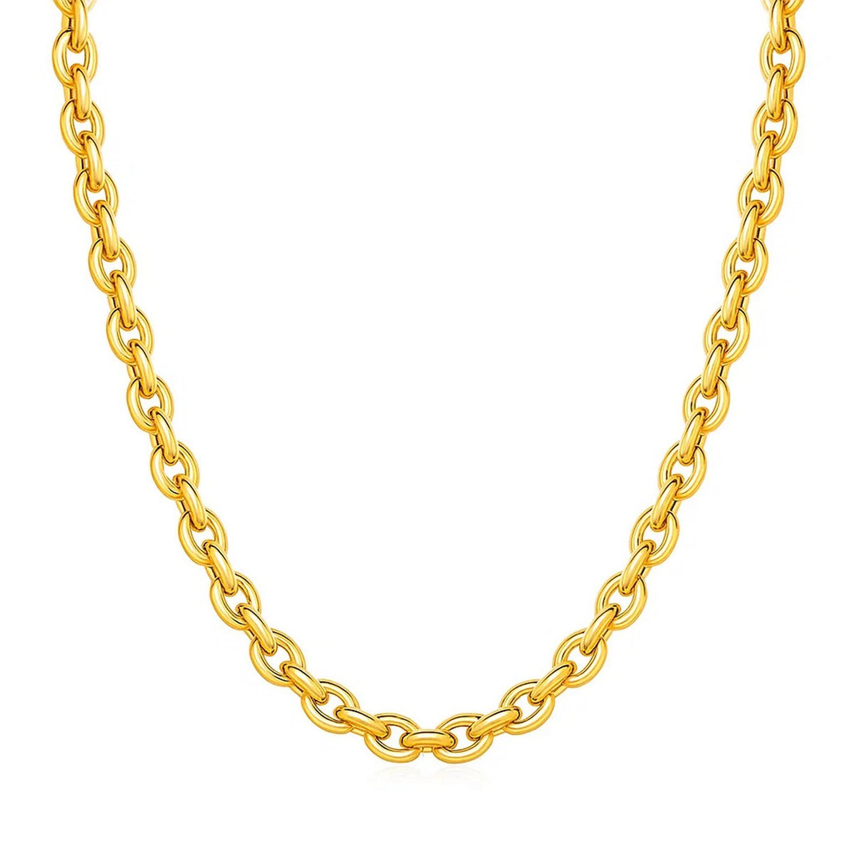 14k Yellow Gold Polished Oval Link Necklace