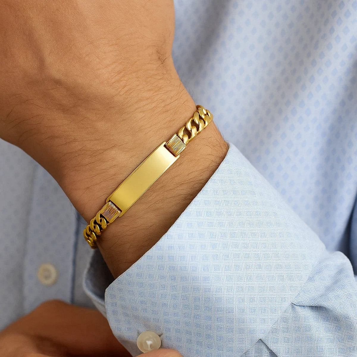 14K Yellow Gold Lite Cuban ID Bracelet (7.20 mm)
