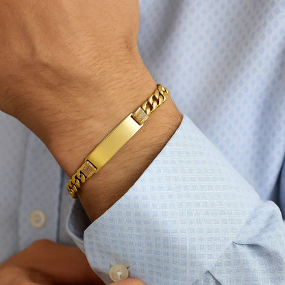 14K Yellow Gold Lite Cuban ID Bracelet (7.20 mm)