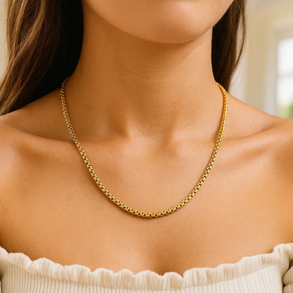 14k White Gold Solid Round Box Chain
