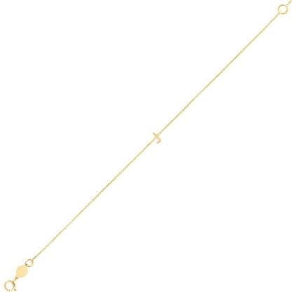 14K Yellow Gold Mini Initial J Bracelet