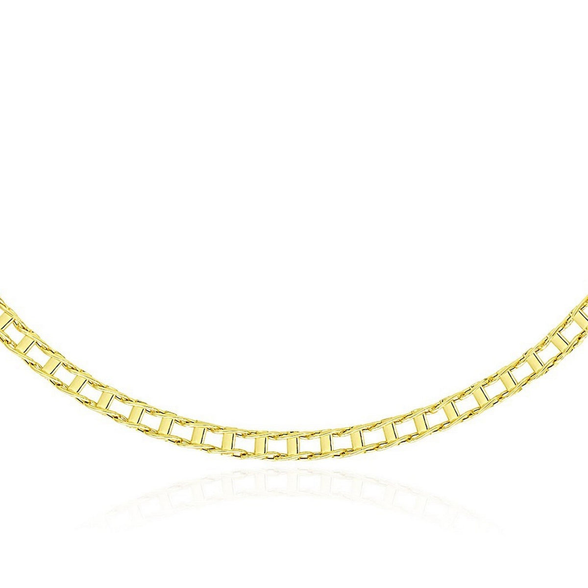 14k Yellow Gold Mens Necklace with Track Design Links (5.00 mm)