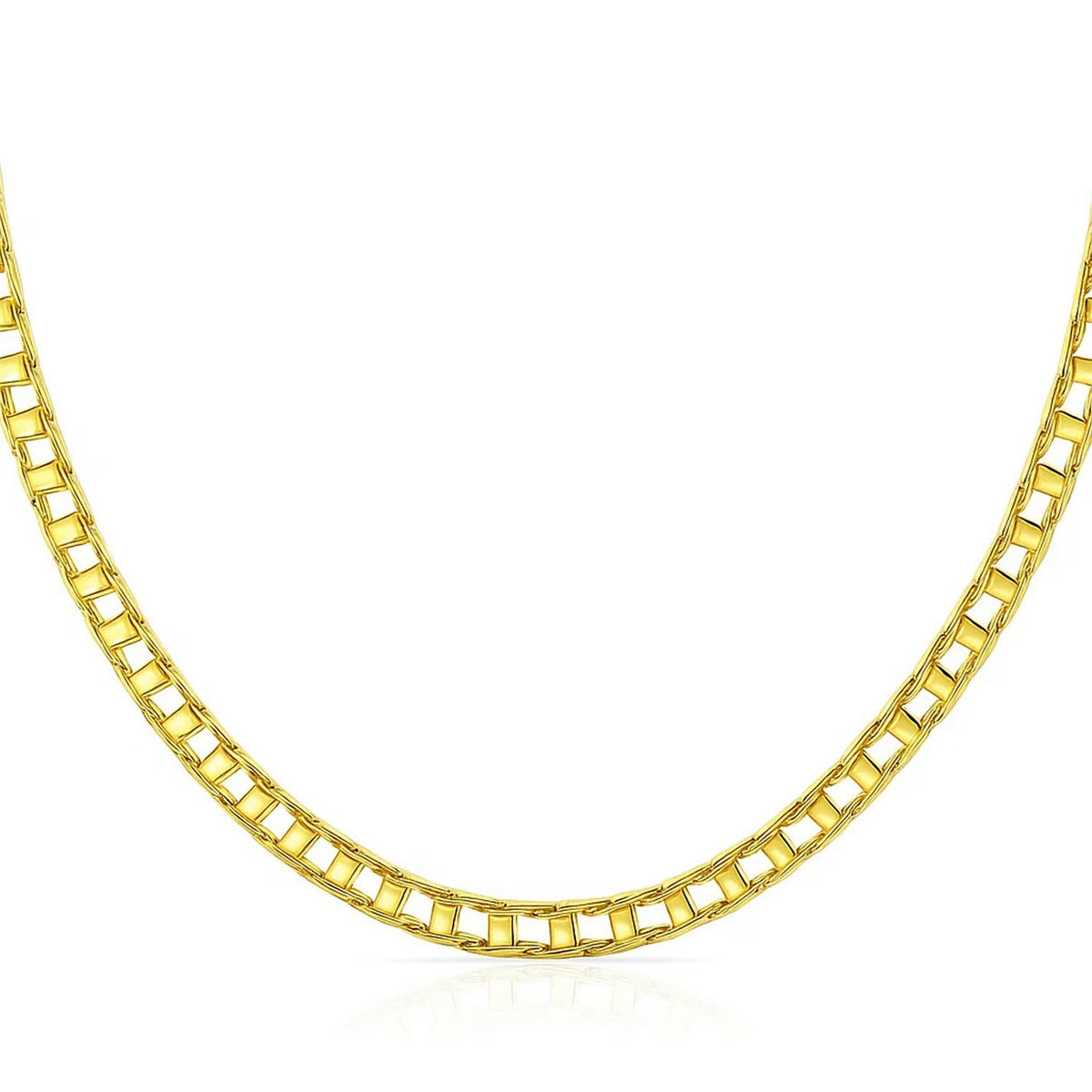 14k Yellow Gold Mens Necklace with Track Design Links (5.00 mm)