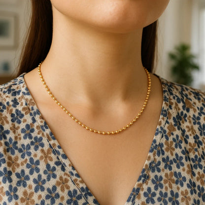 Moon Cut Bead Chain in 14k Yellow Gold
