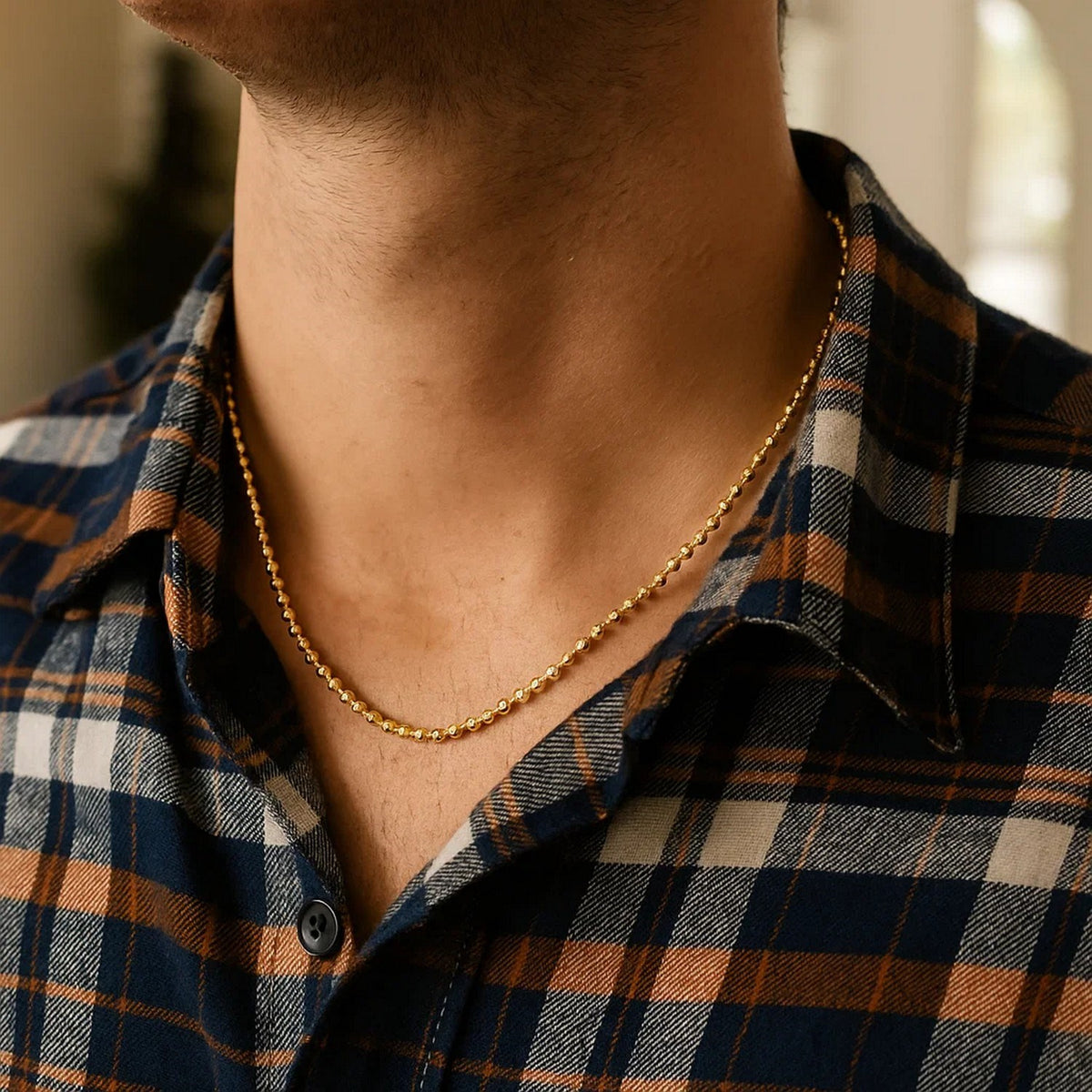 Moon Cut Bead Chain in 14k Yellow Gold