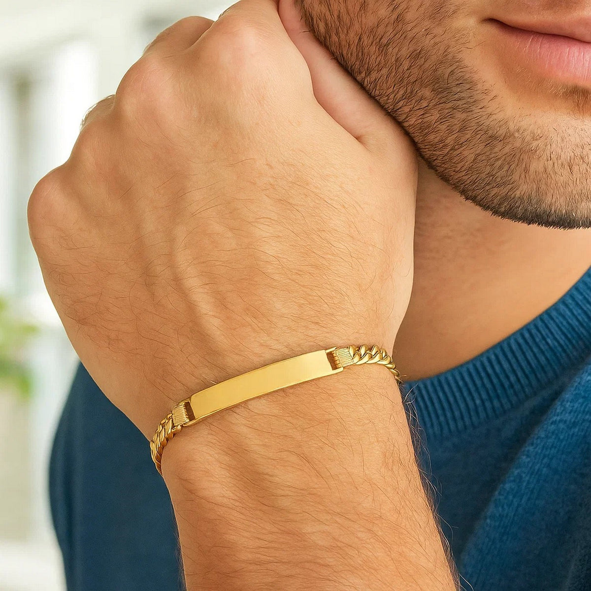 14K Yellow Gold Lite Cuban ID Bracelet (7.20 mm)