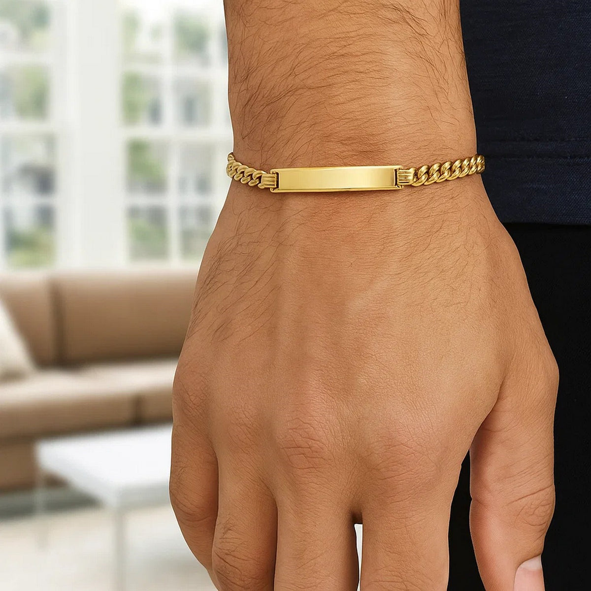 14K Yellow Gold Lite Cuban ID Bracelet (7.20 mm)
