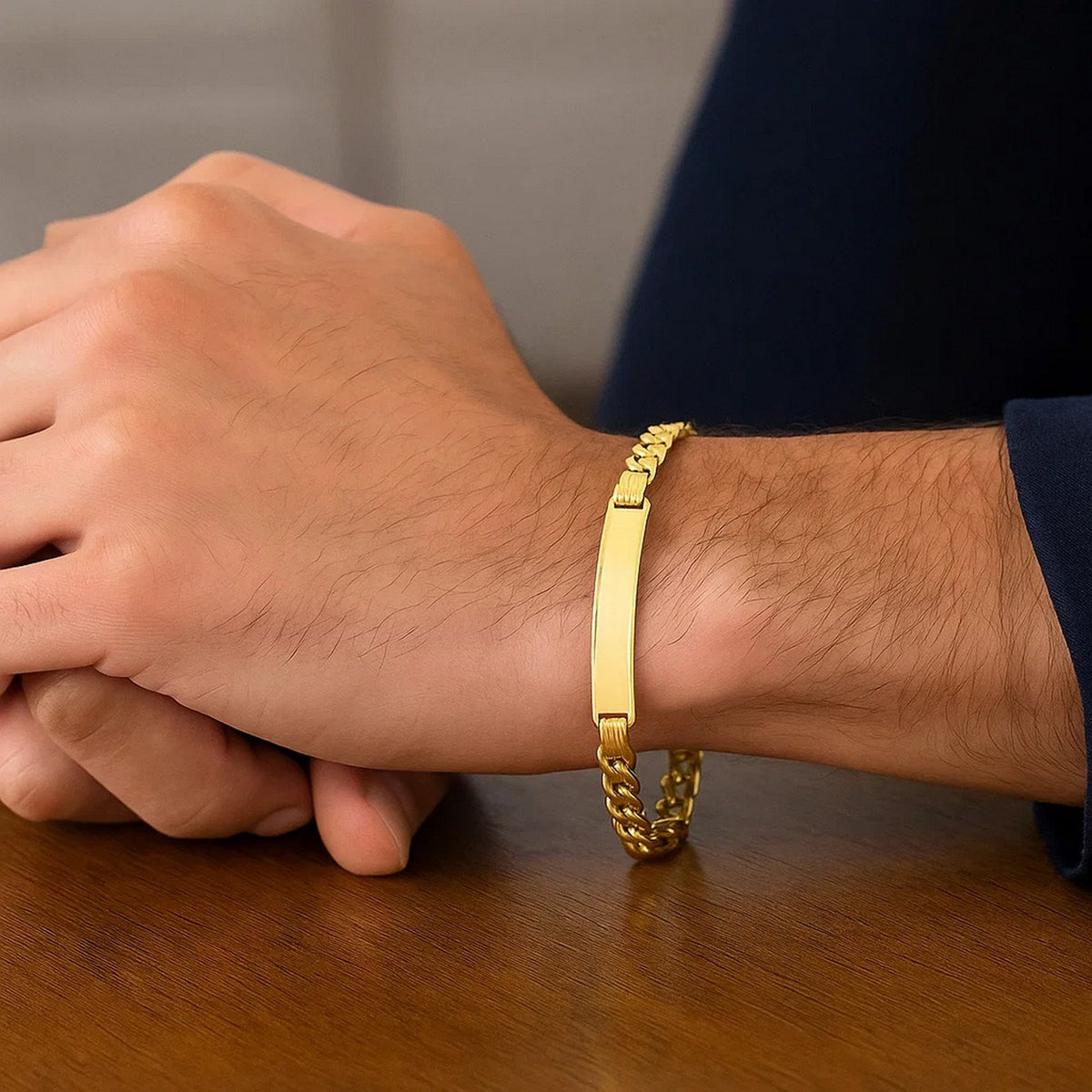 14K Yellow Gold Lite Cuban ID Bracelet (7.20 mm)