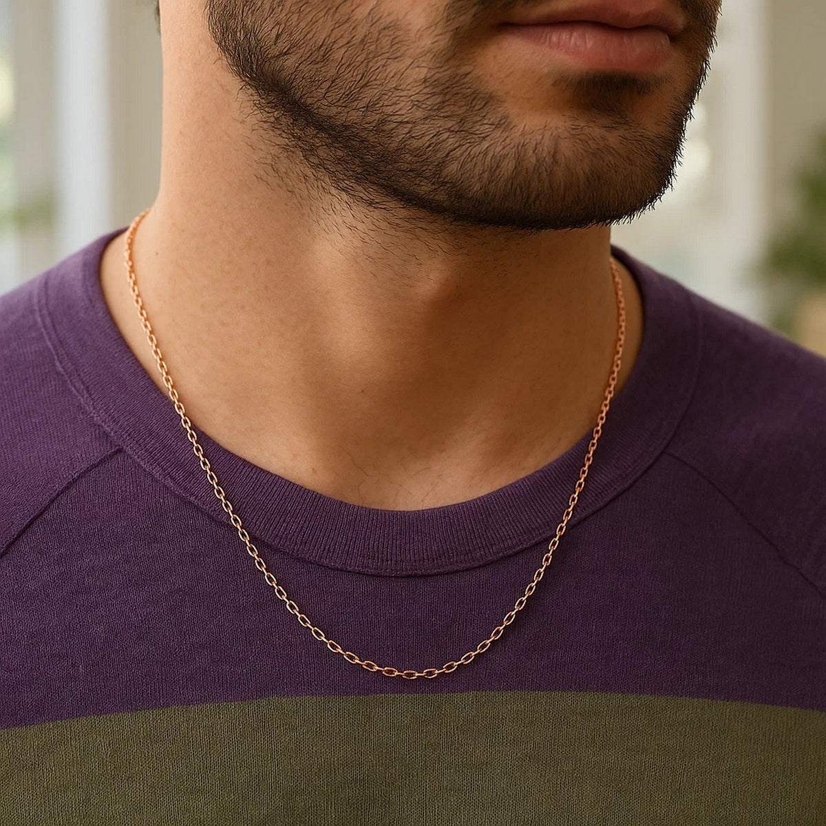 14k Yellow Gold Round Cable Link Chain