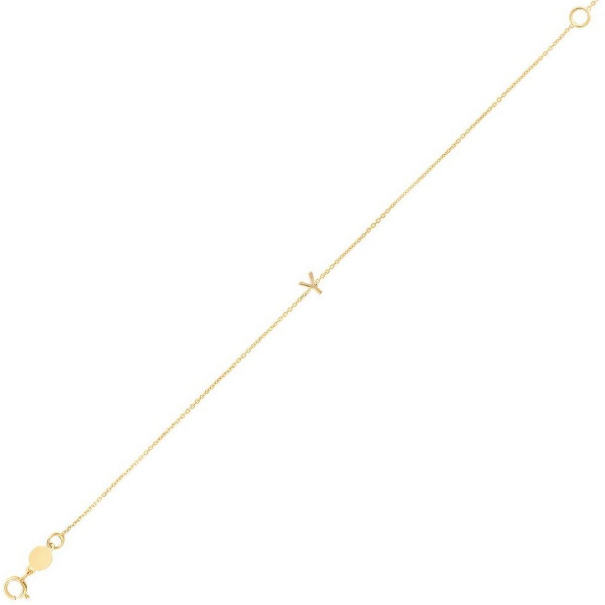 14K Yellow Gold Mini Initial Y Bracelet