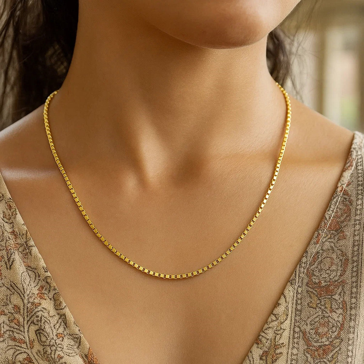 14k Yellow Gold Semi Solid Box Chain