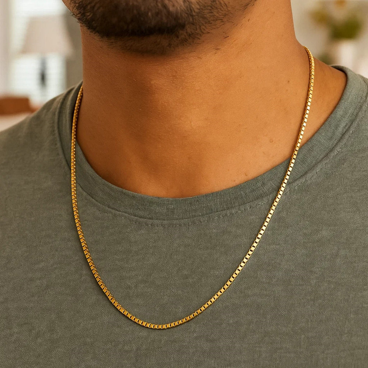 14k Yellow Gold Semi Solid Box Chain