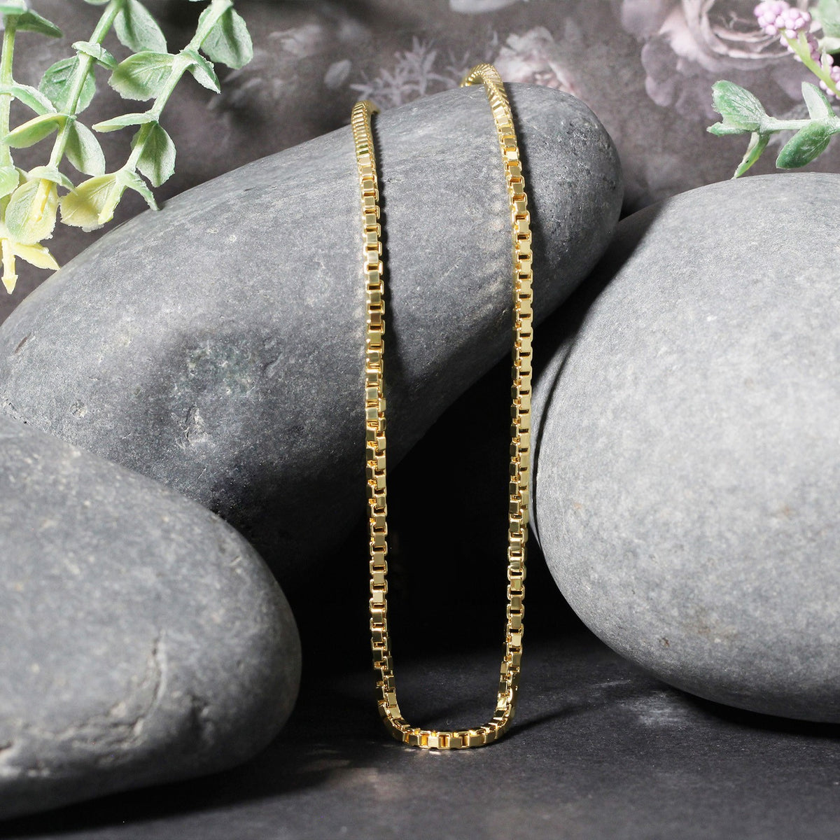 14k Yellow Gold Semi Solid Box Chain