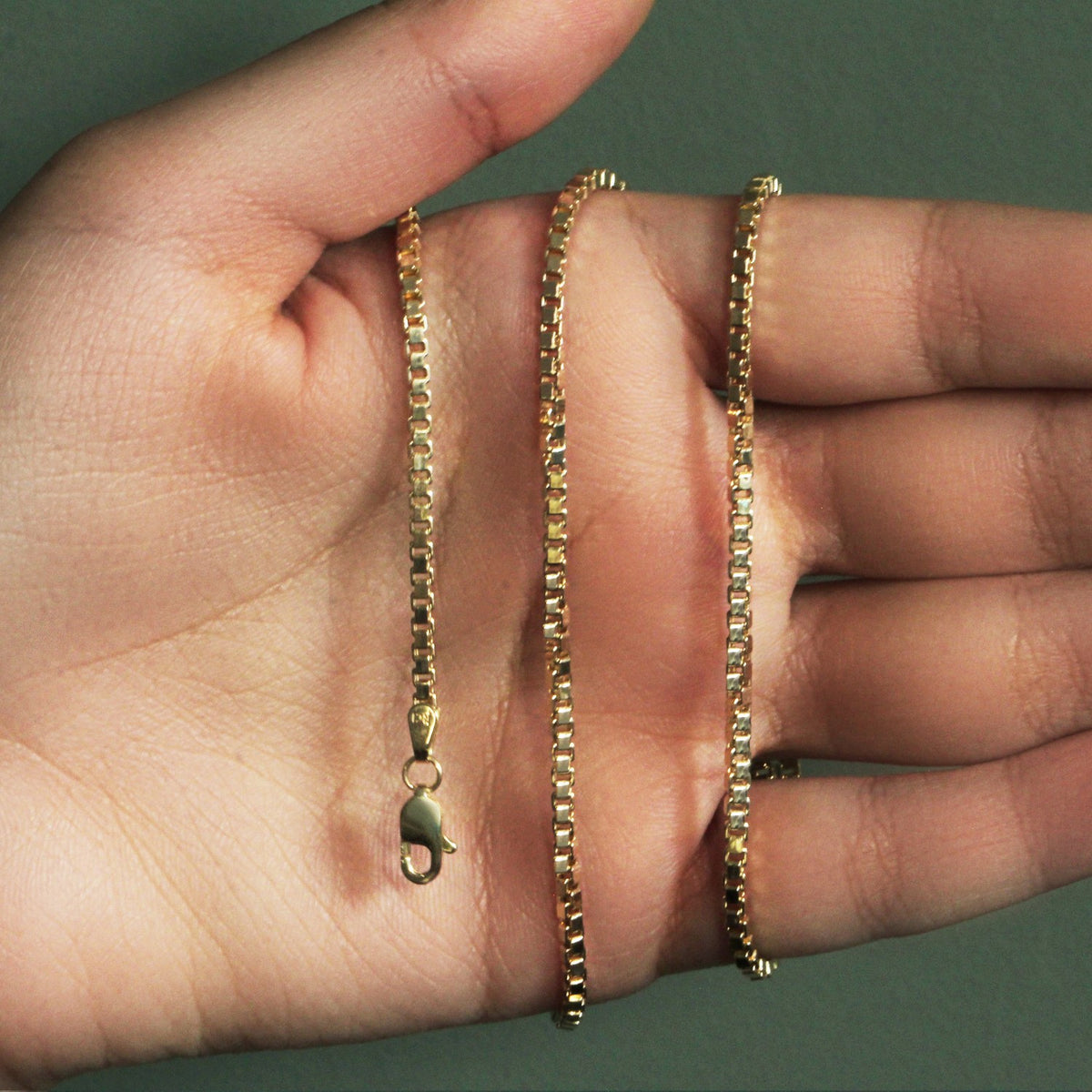 14k Yellow Gold Semi Solid Box Chain