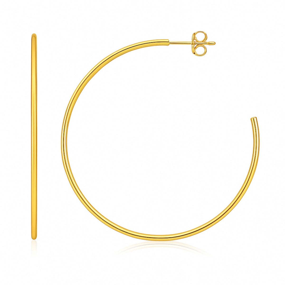 14k Yellow Gold Polished Hoop Earrings(1.5x50mm)