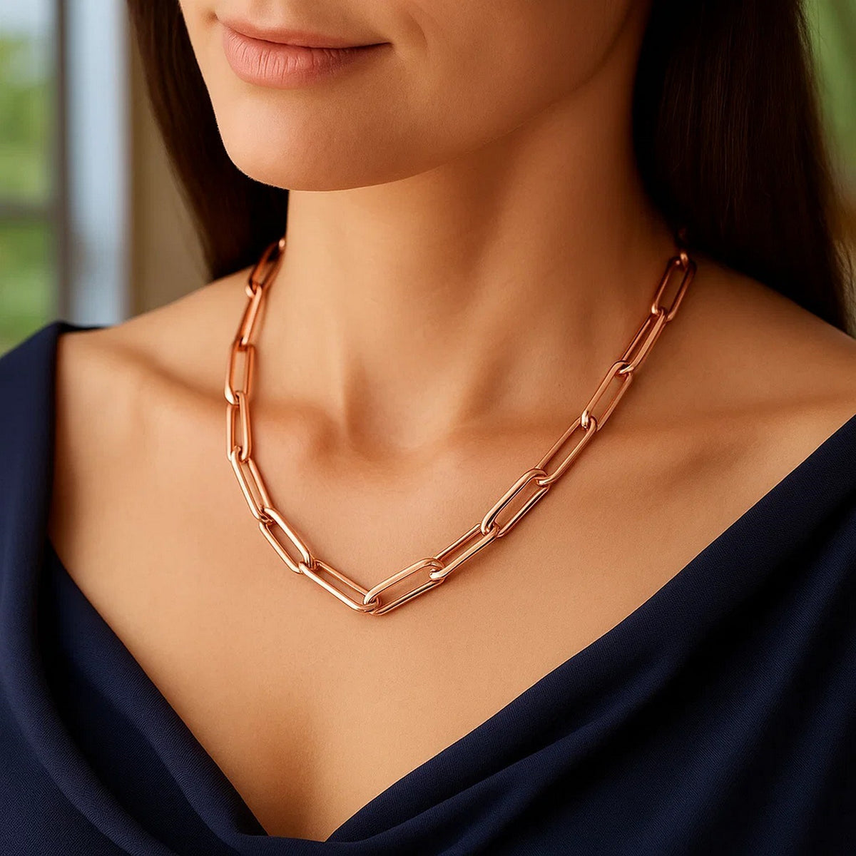 14K Yellow Gold Wide Paperclip Chain