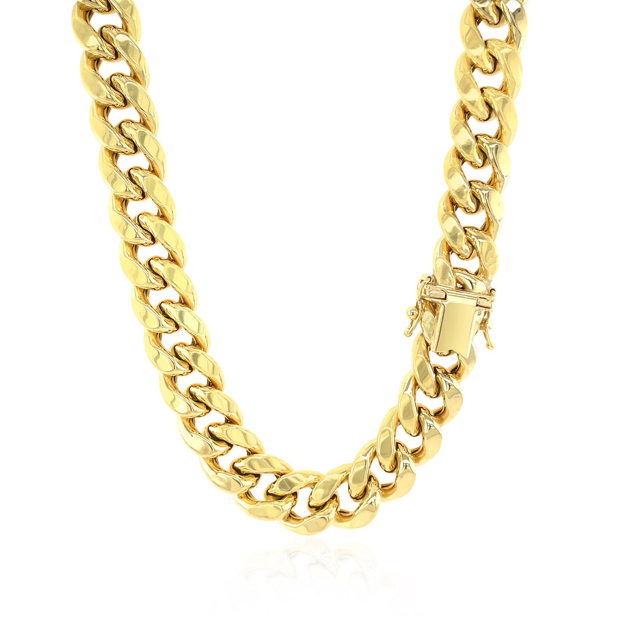 14k Yellow Gold Semi Solid Miami Cuban Chain