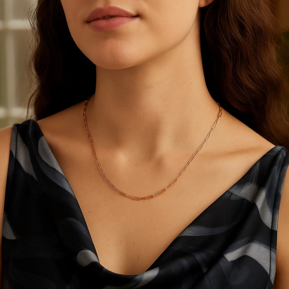 14K Yellow Gold Fine Paperclip Chain