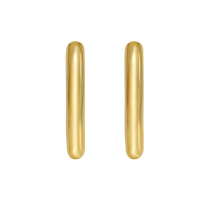 14K Yellow Gold Polished Round Hinged Hoop Earrings