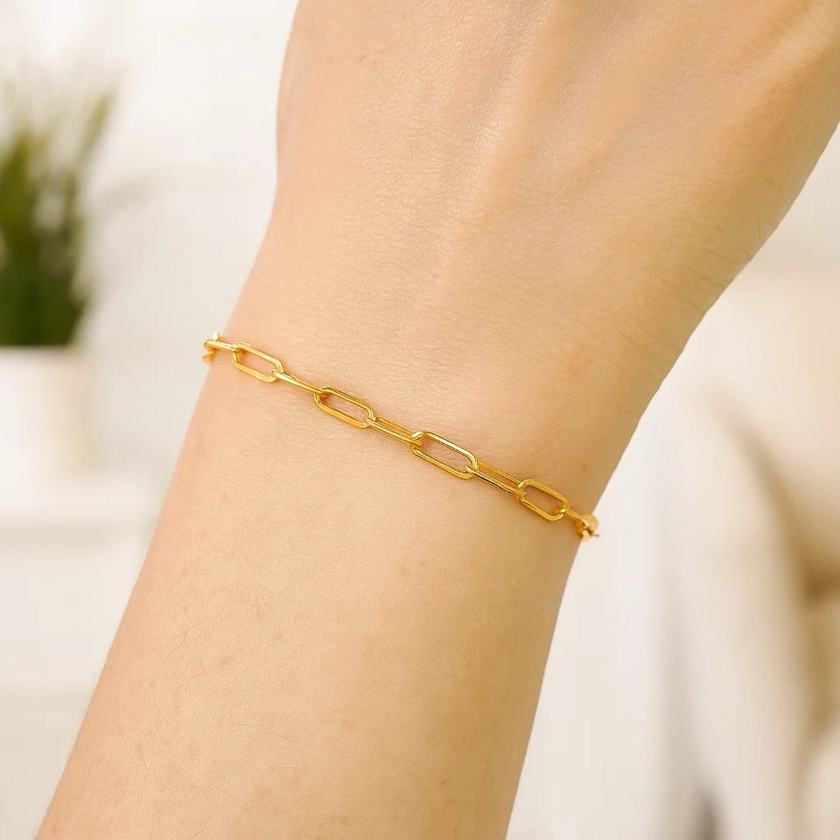 14K Yellow Gold Paperclip Bracelet  (4.00 mm)