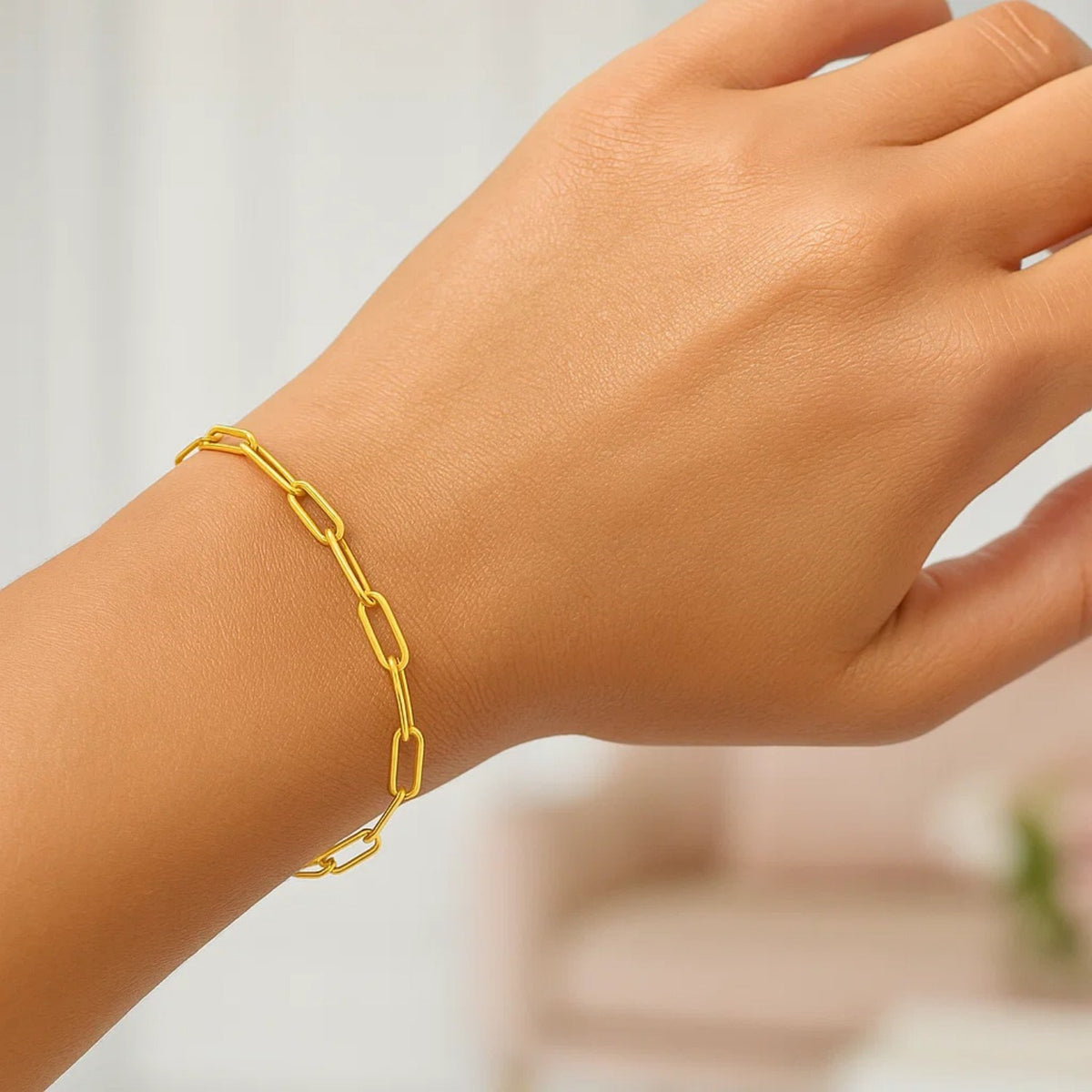 14K Yellow Gold Paperclip Bracelet  (4.00 mm)