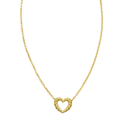 14K Yellow Gold Braided Open Heart Necklace