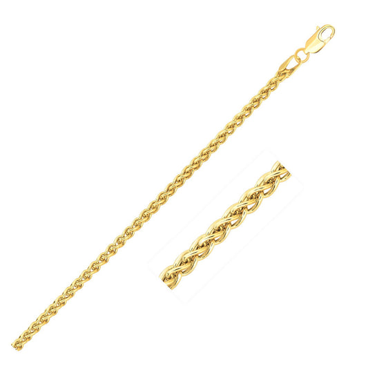 14k Yellow Gold Light Weight Wheat Chain
