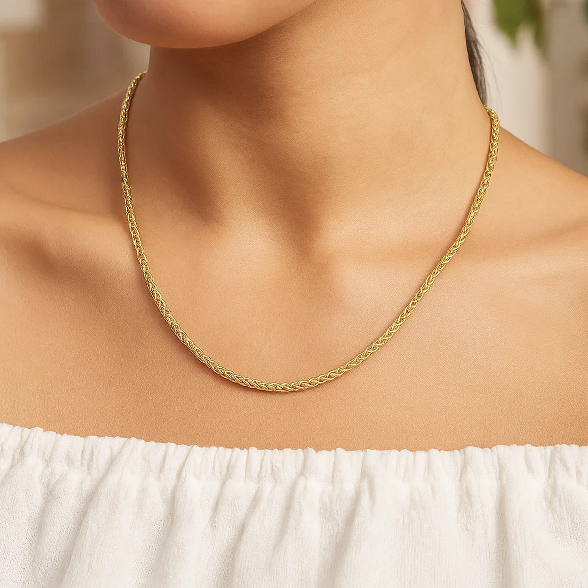 14k Yellow Gold Light Weight Wheat Chain