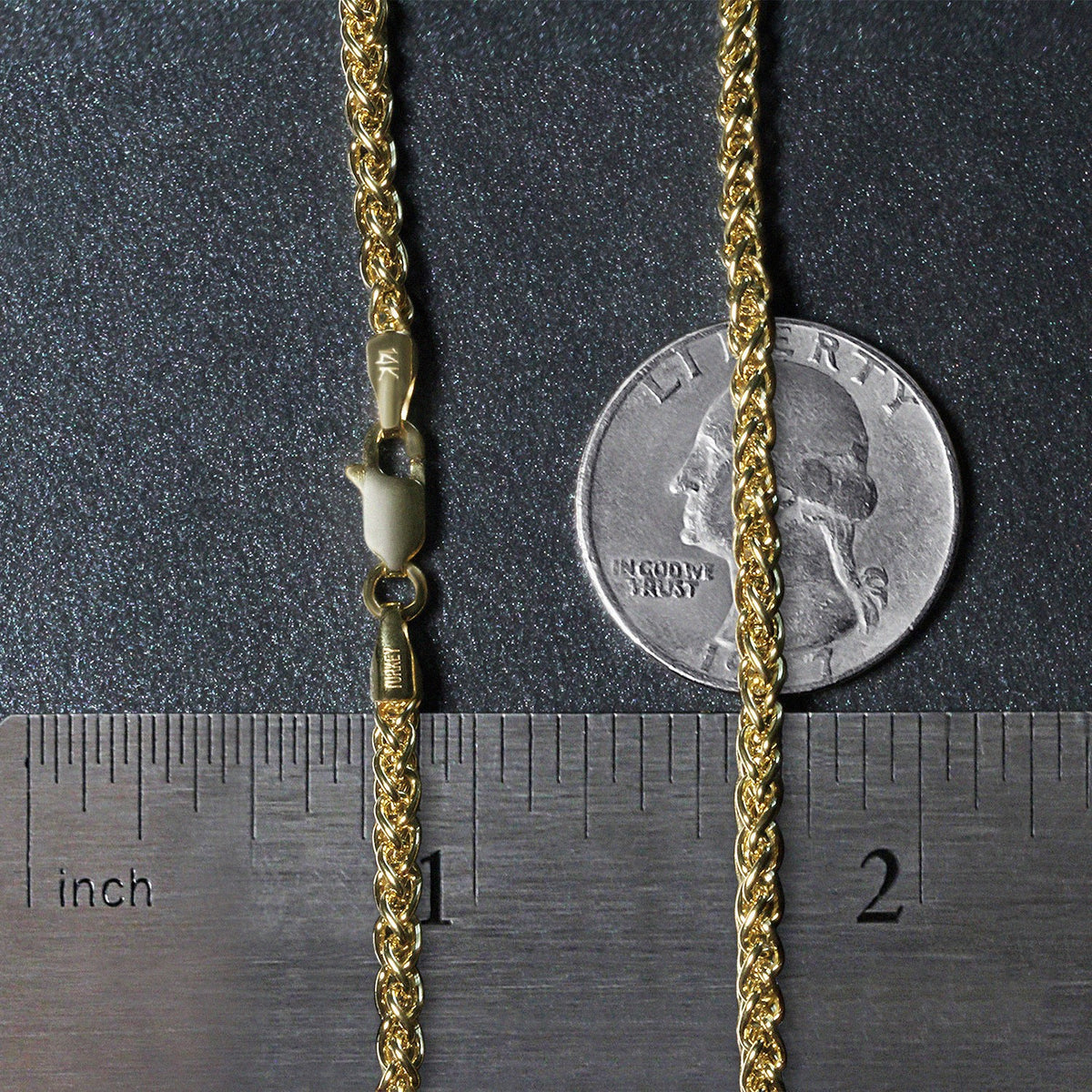 14k Yellow Gold Light Weight Wheat Chain