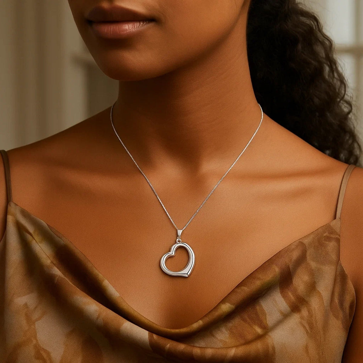 14k Floating Heart Drop Pendant