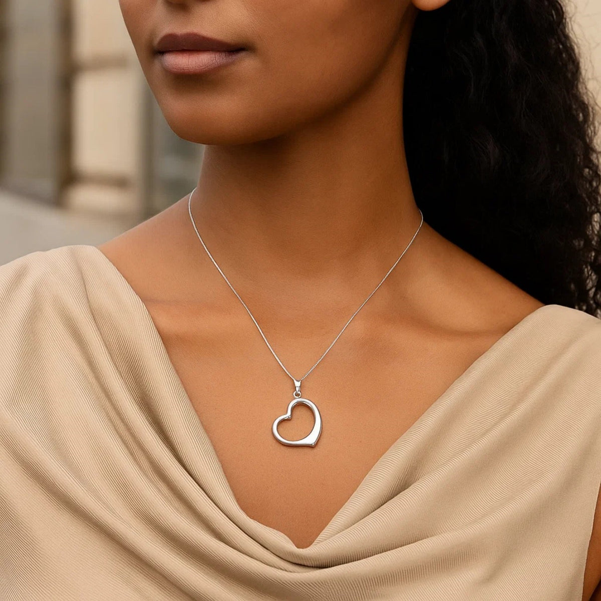 14k Floating Heart Drop Pendant