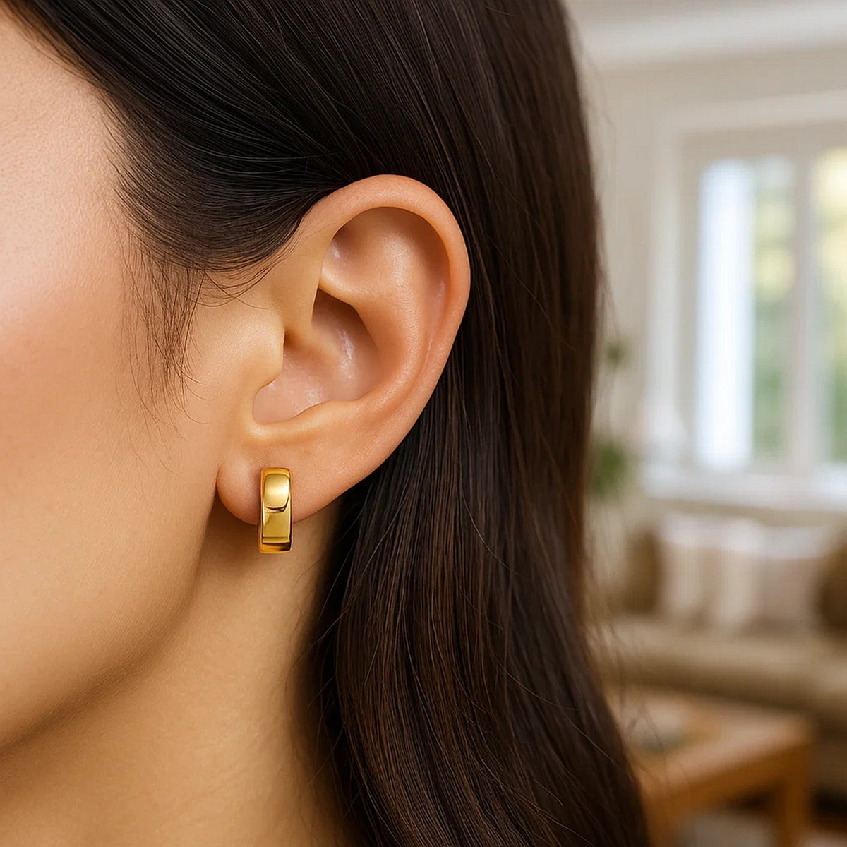 14k Yellow Gold Snuggable Hoop Earrings