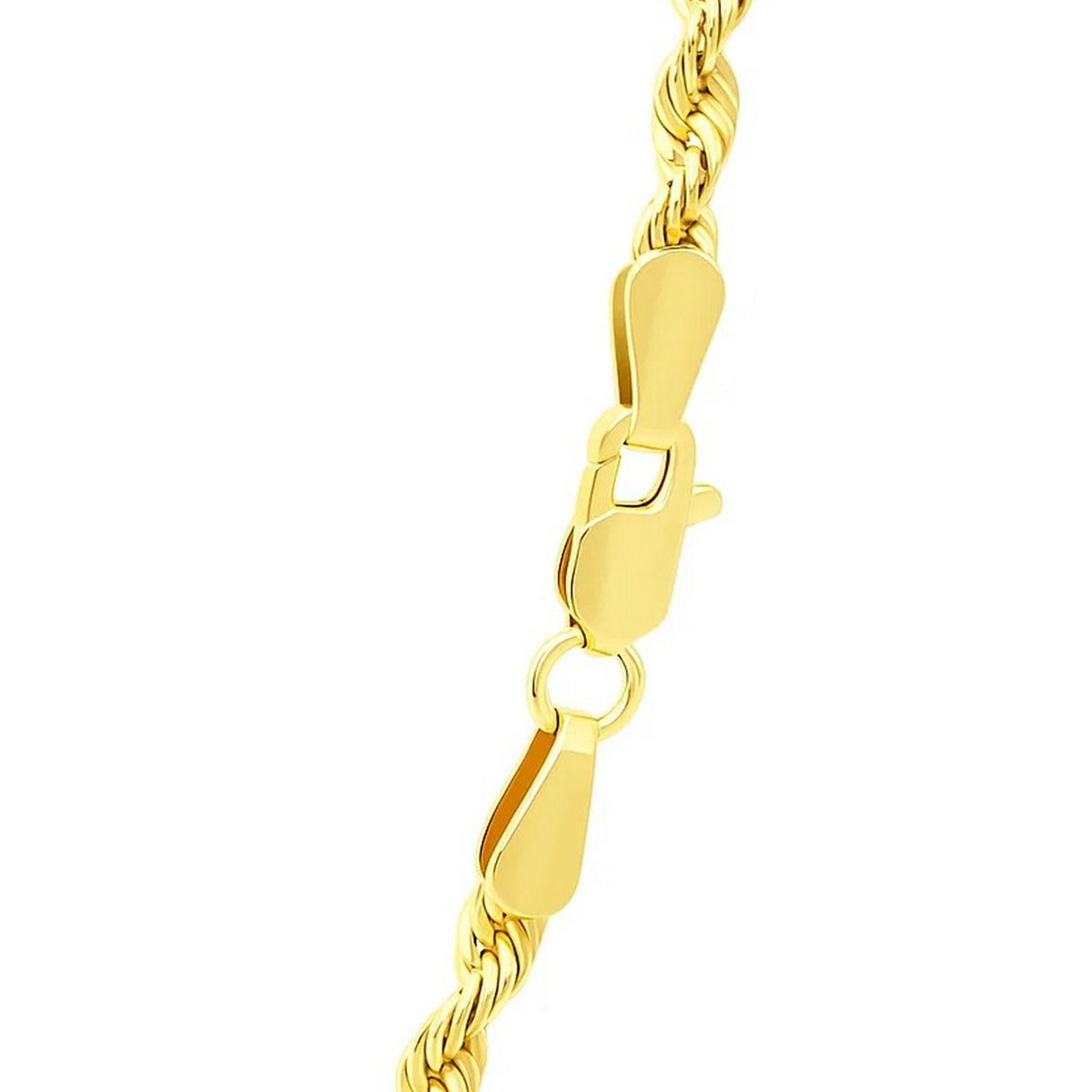 14K Yellow Gold Hollow Diamond Cut Rope Chain
