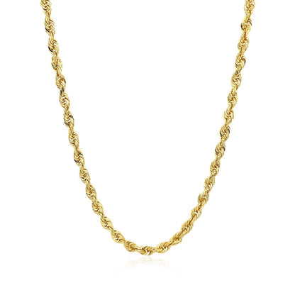 14K Yellow Gold Hollow Diamond Cut Rope Chain