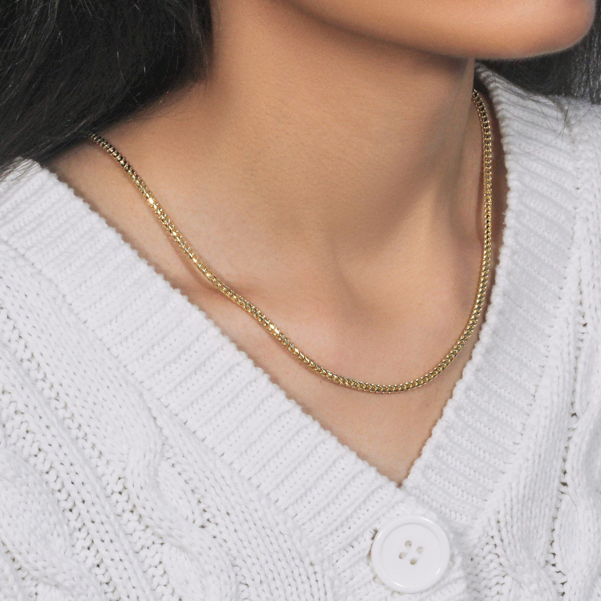14k Yellow Solid Gold Diamond Cut Round Franco Chain