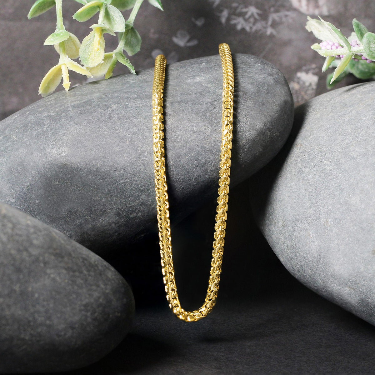 14k Yellow Solid Gold Diamond Cut Round Franco Chain
