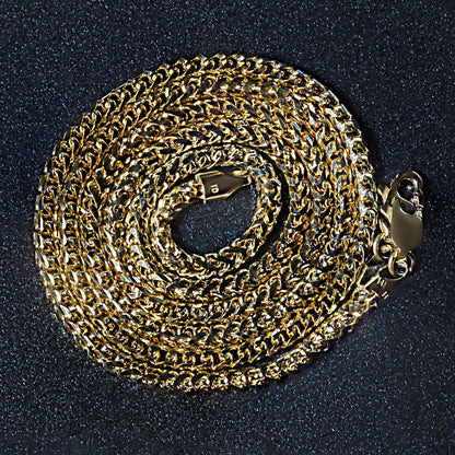 14k Yellow Solid Gold Diamond Cut Round Franco Chain