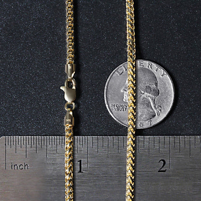 14k Yellow Solid Gold Diamond Cut Round Franco Chain
