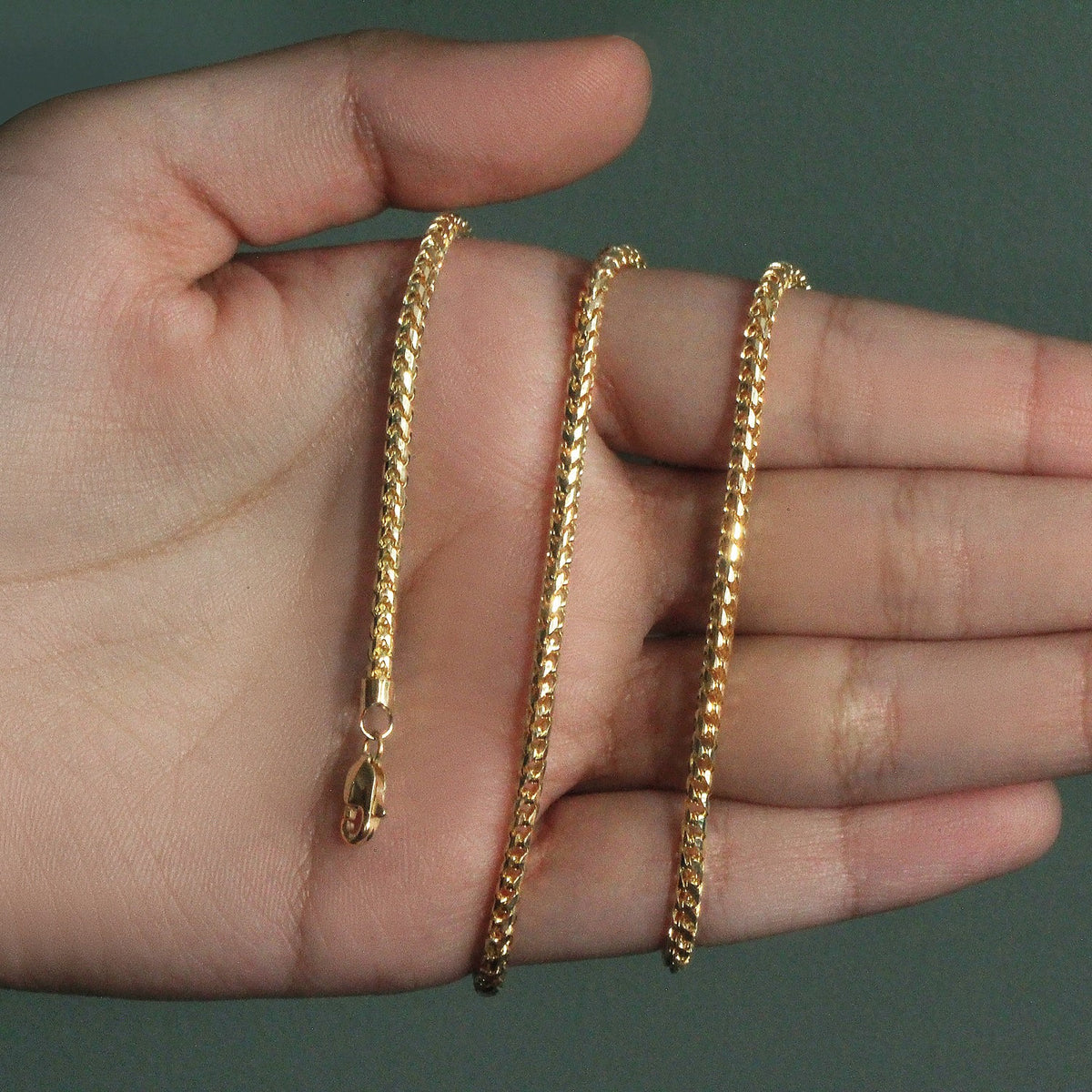 14k Yellow Solid Gold Diamond Cut Round Franco Chain