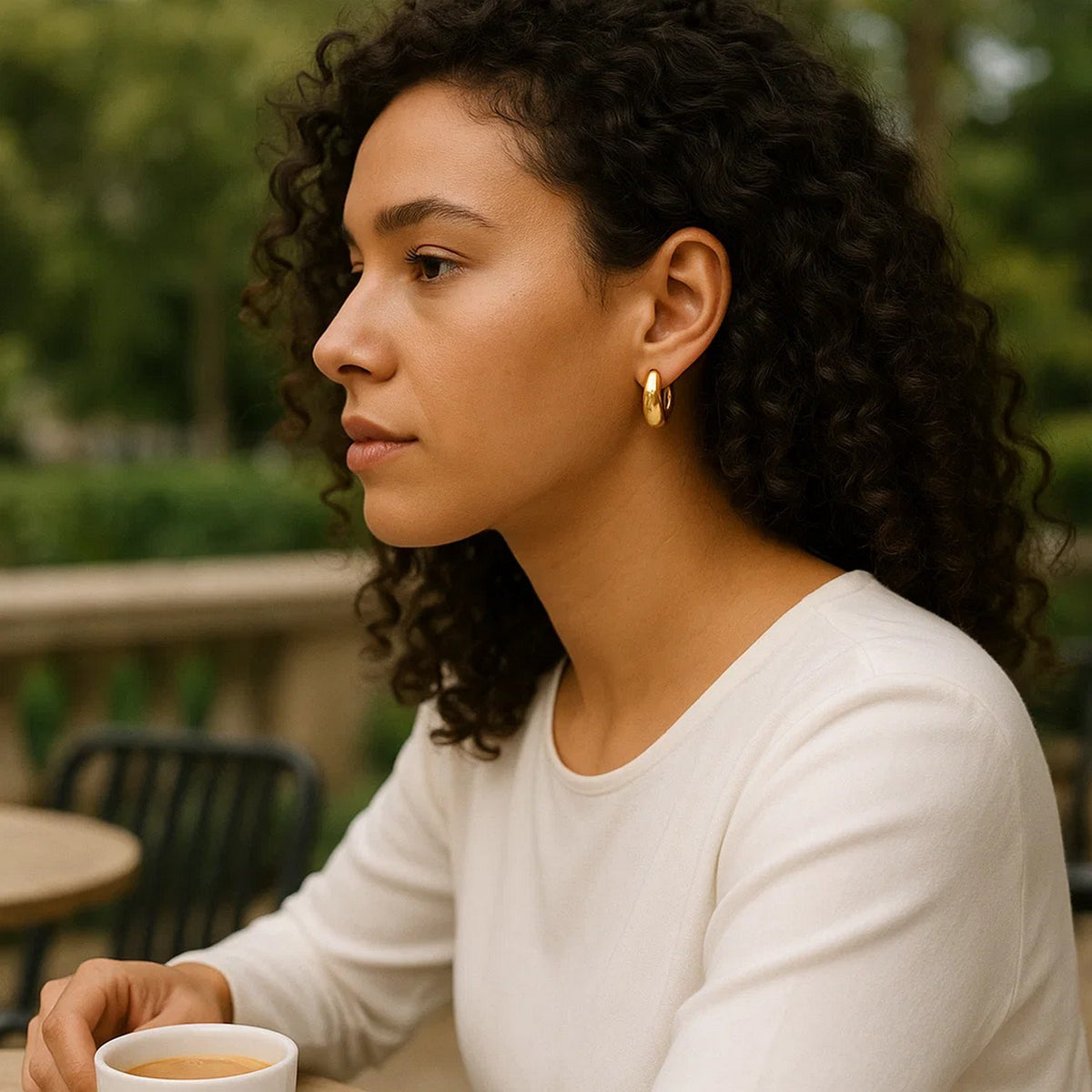 Tapered Huggie Hoop Earrings in 14K Yellow Gold
