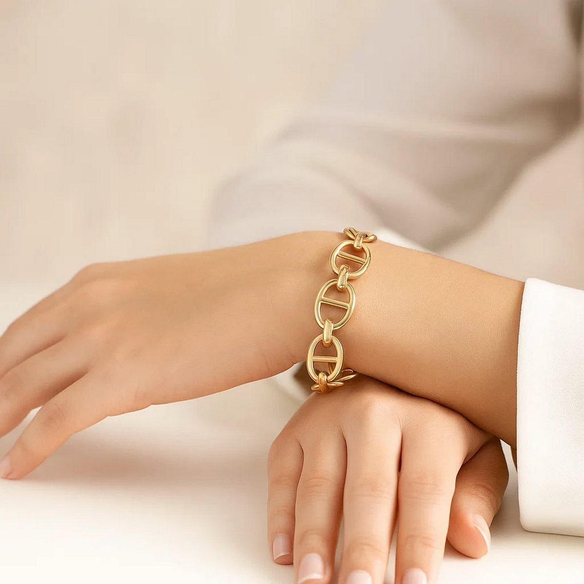 14k Yellow Gold High Polish Mariner Link Bracelet  (13.80 mm)