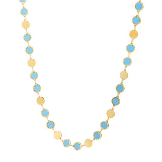 Turquoise Composite Gem Alternating Necklace in 14K Yellow Gold (5.00 mm)